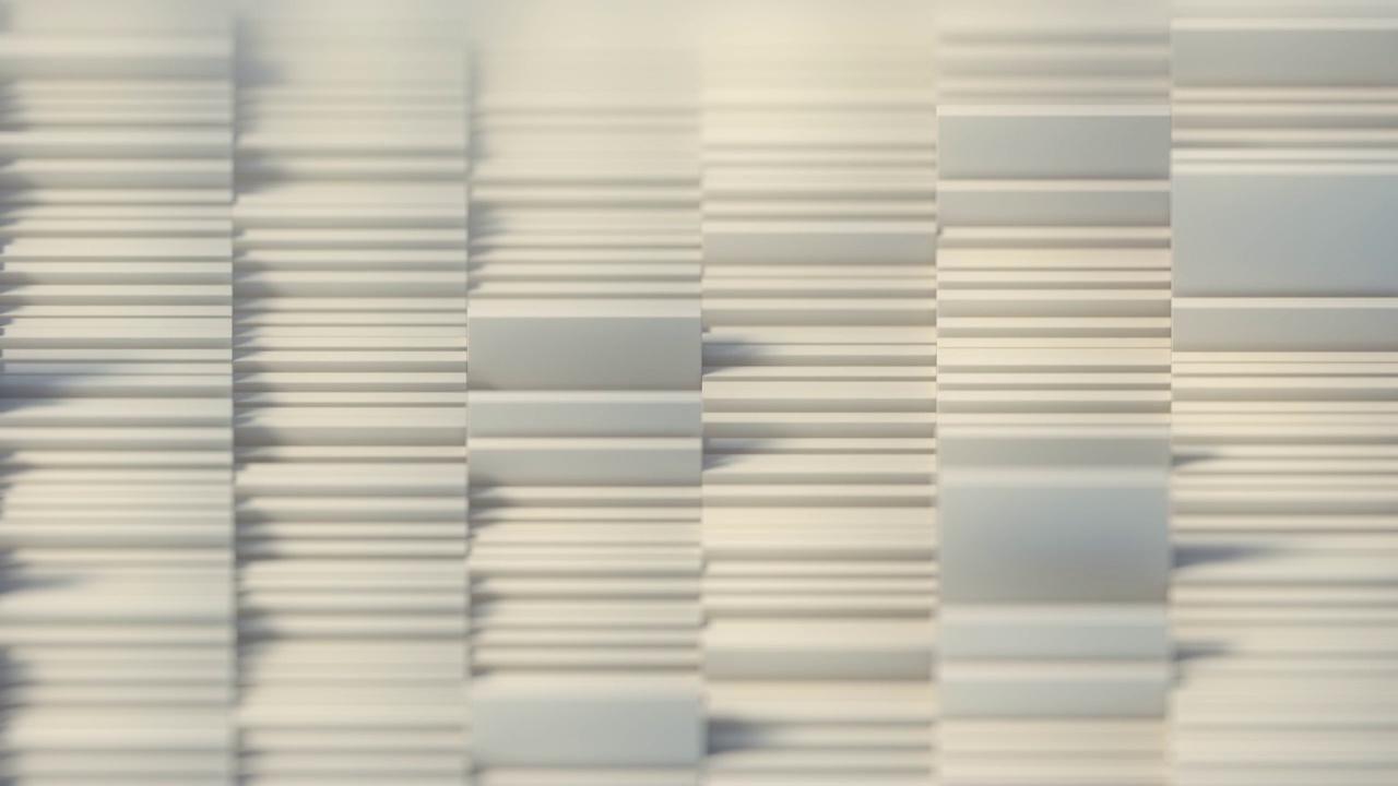 波浪运动堆叠的白色矩形形状。算术数据处理的抽象表示。现代几何背景。数字循环动画。3 d渲染4 k视频素材