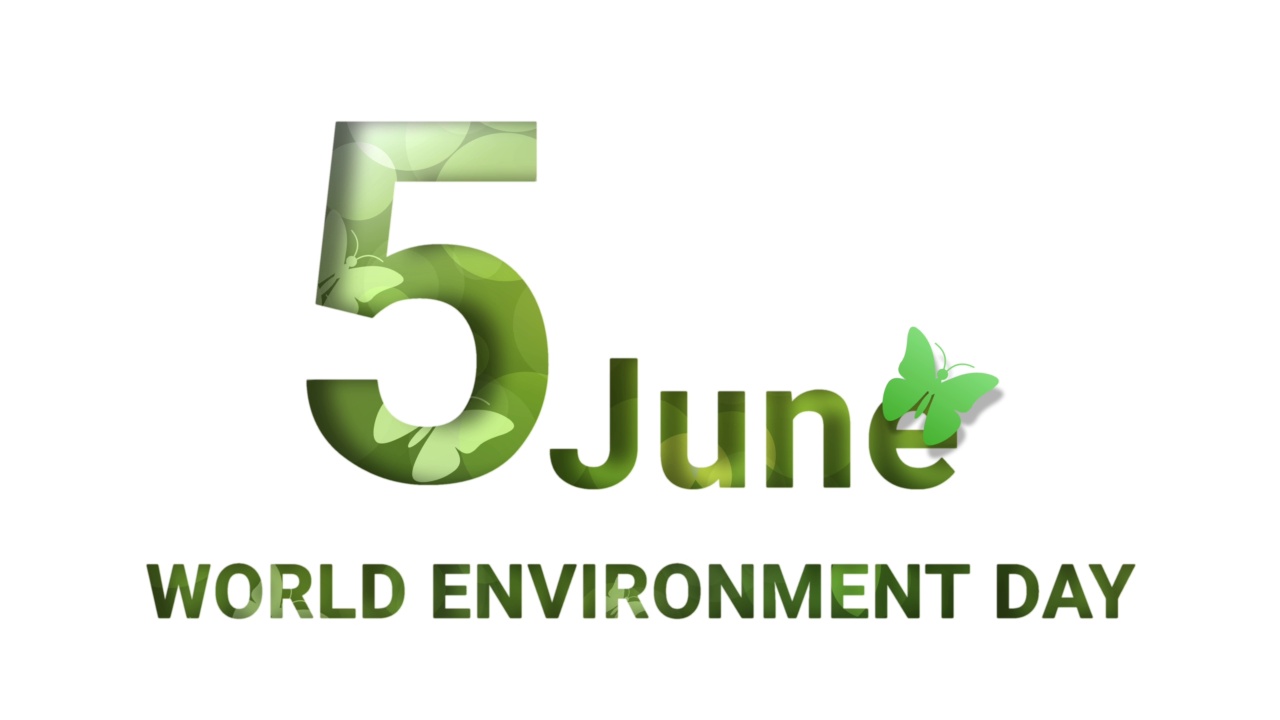 6月5日世界环境日3d插图镜头孤立在白色背景。节约环境，减少塑料使用和生活健康的生活方式。视频素材