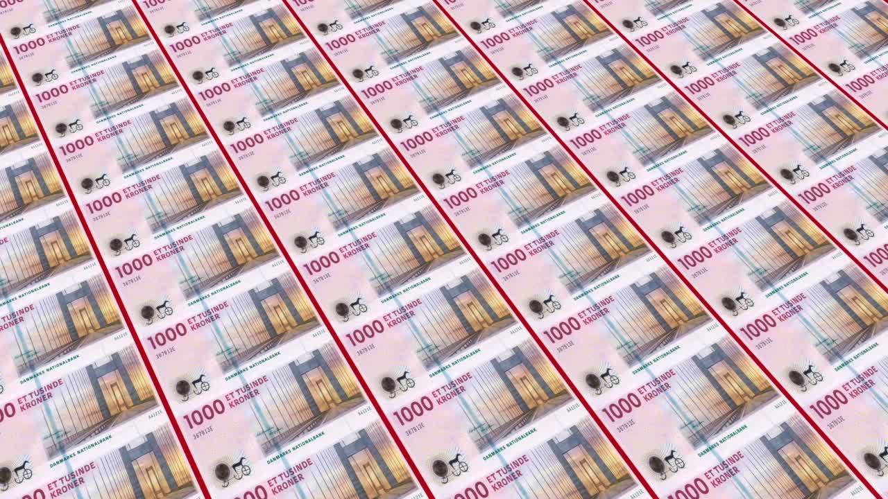 丹麦克朗货币印刷机的无缝循环视频素材