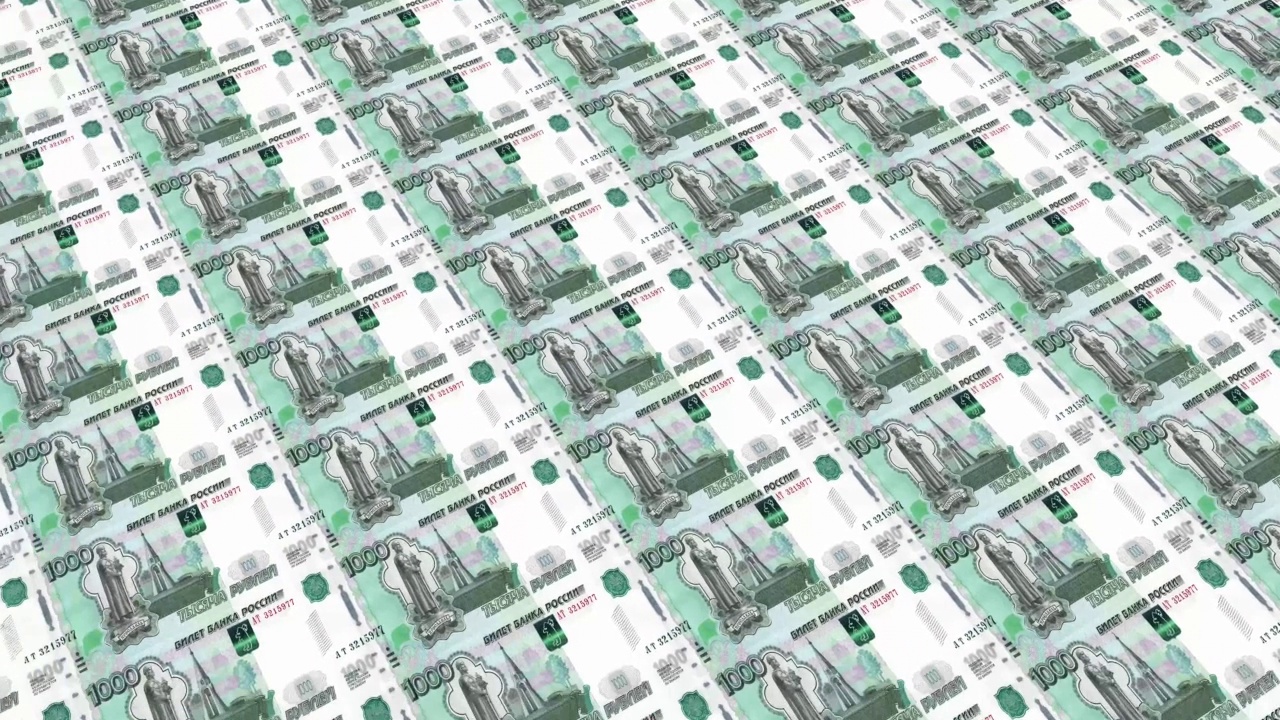 卢布货币印刷机无缝循环视频素材