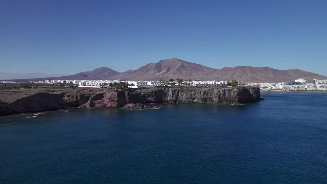 航拍的布兰卡海滩，兰萨罗特，加那利群岛，西班牙视频素材