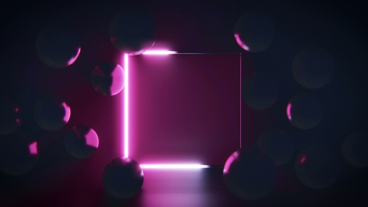 4k视频球和紫色粉红色的光在黑色背景上运动。视频下载