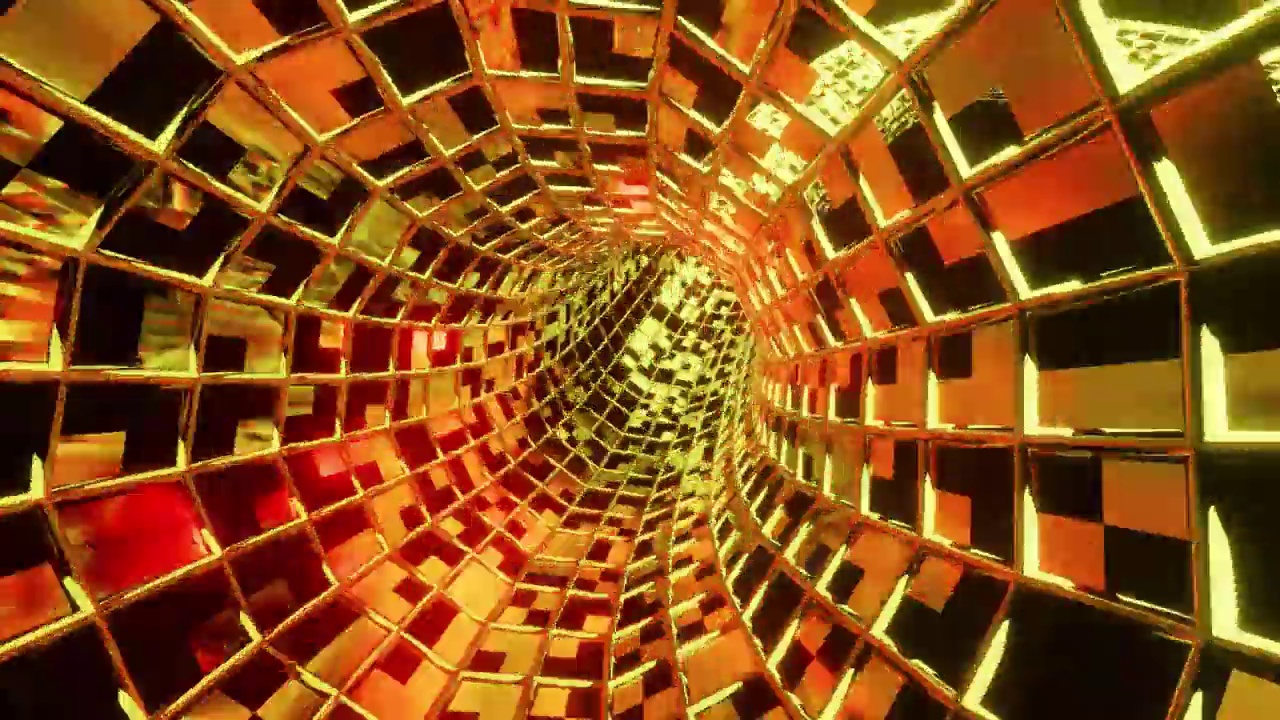 金黄色镜像高速旅行管背景VJ环路视频素材