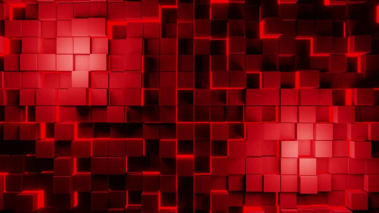 金属立方体红色背景VJ循环运动视频素材