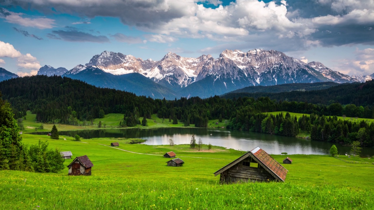 Allgäu巴伐利亚山脉景观，德国-时间流逝视频素材