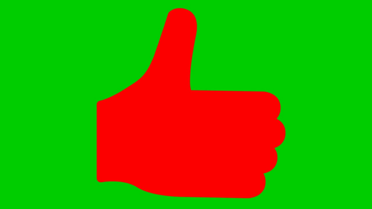 动画红色一样的符号。手的图标。矢量平面插图孤立在绿色背景上。视频素材