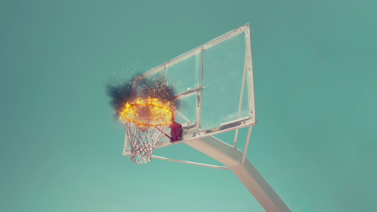 篮球目标与边缘火运动背景视频下载