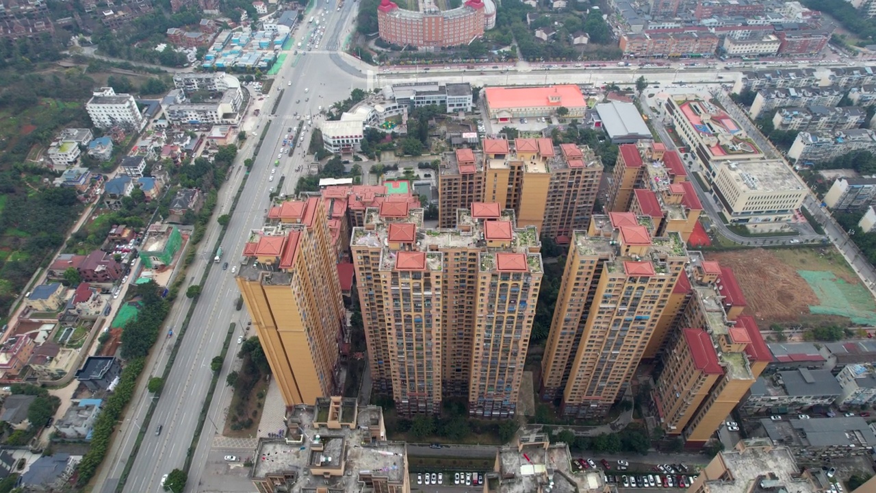 无人机拍摄的中国成都市一个典型住宅区的视频视频素材