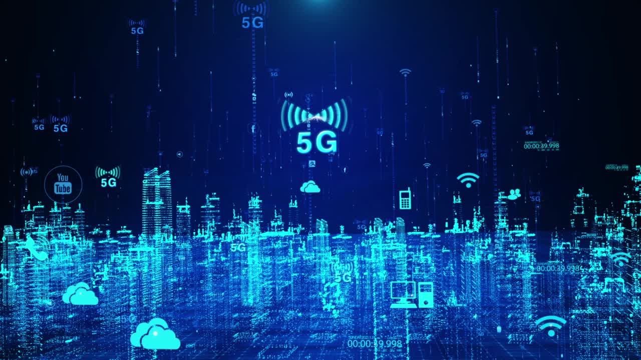 5g网络覆盖全息科技城视频素材