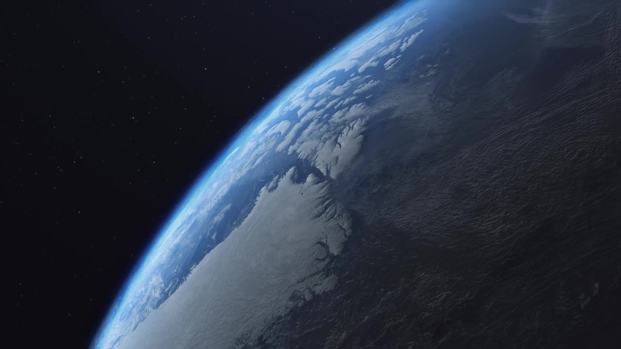 3d动画电影旋转Y轴蓝色星球地球。从太空看4K。股票视频视频素材