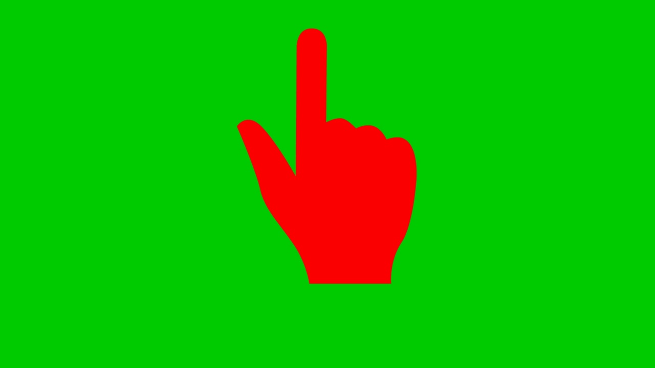 动画红色符号的手与食指。食指点。毛圈的视频。矢量平面插图孤立在绿色背景上。视频下载