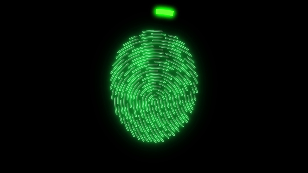 现代技术指纹扫描工艺绿色背景视频素材