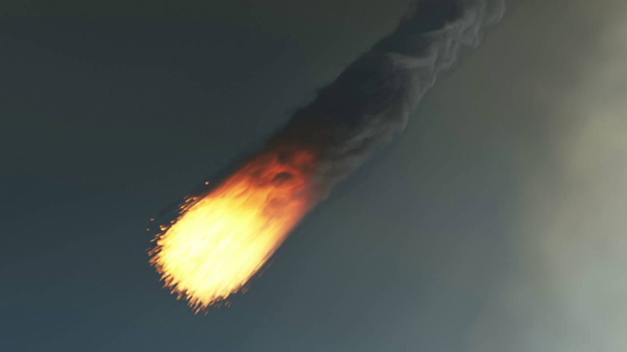 陨石在地球大气层中燃烧的3d动画视频素材