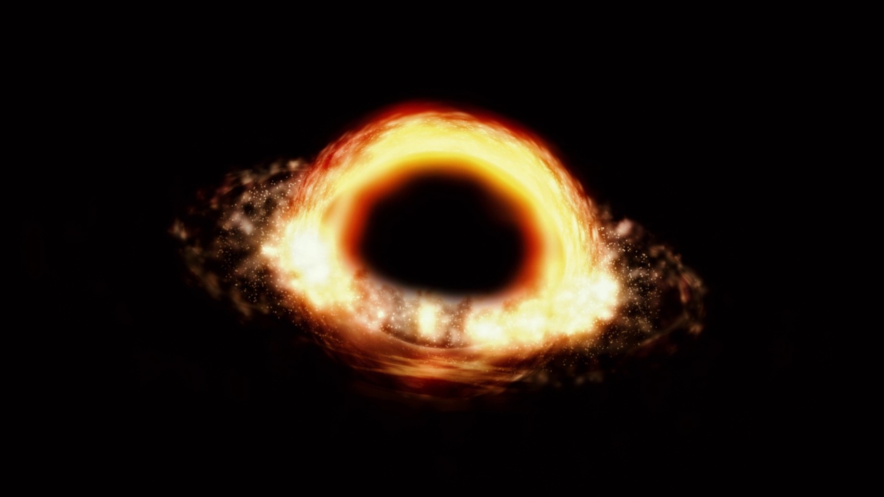 太空中重力下沉的高密度黑洞的高角度视图。视频下载