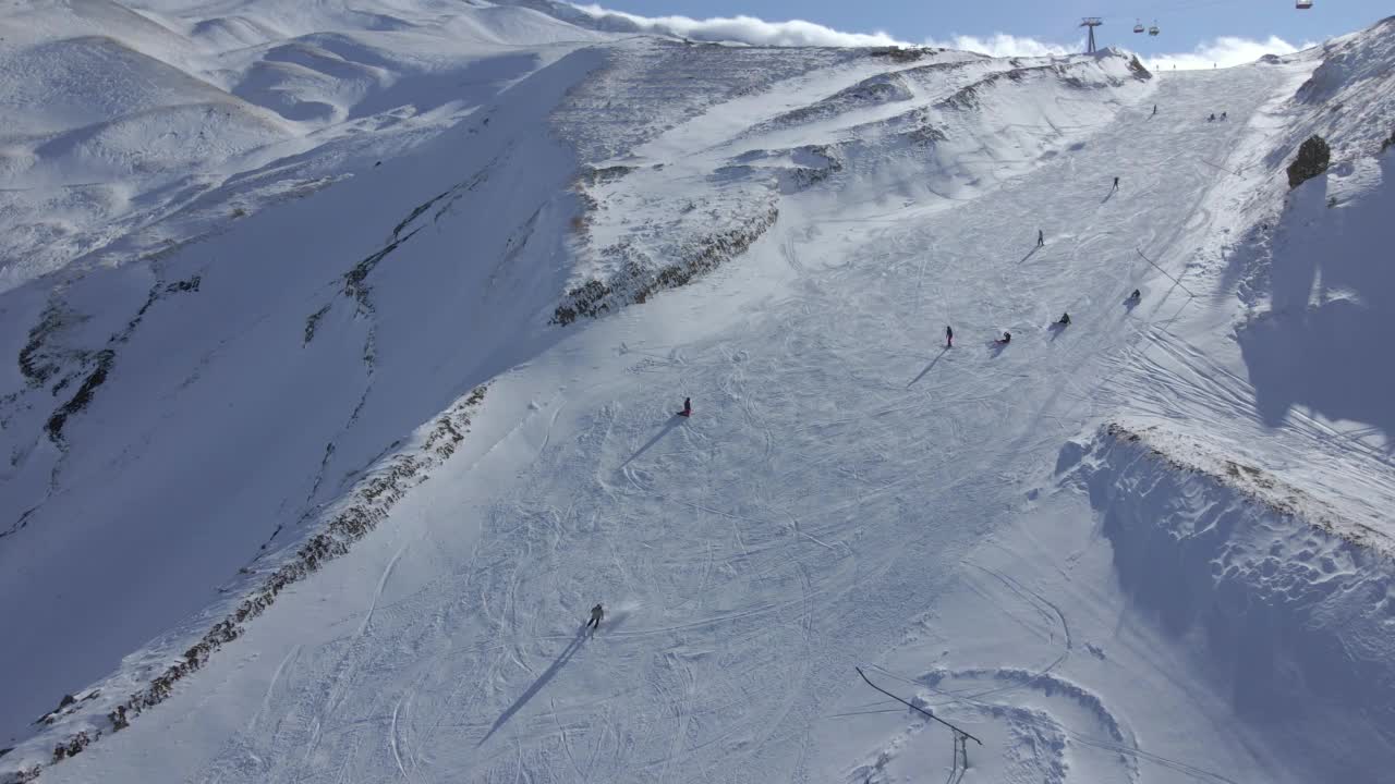 滑雪场的鸟瞰图视频下载