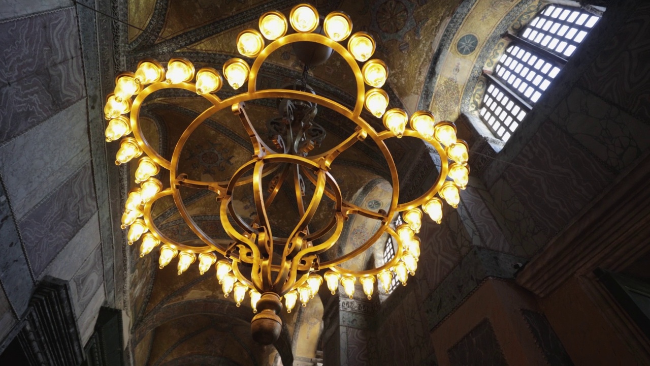 圣索菲亚大教堂的室内视频，圣索菲亚大教堂的天花板视频素材