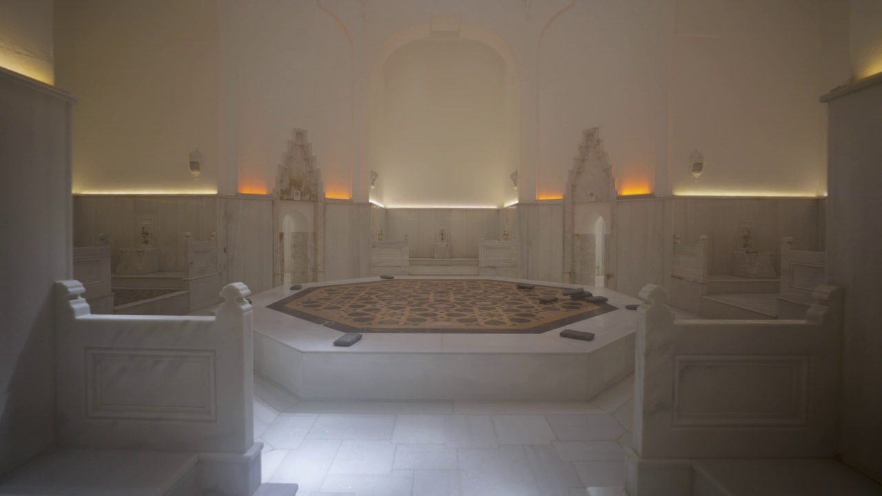 哈曼，内部的土耳其浴室，奥斯曼风格，Hurrem苏丹哈曼视频素材