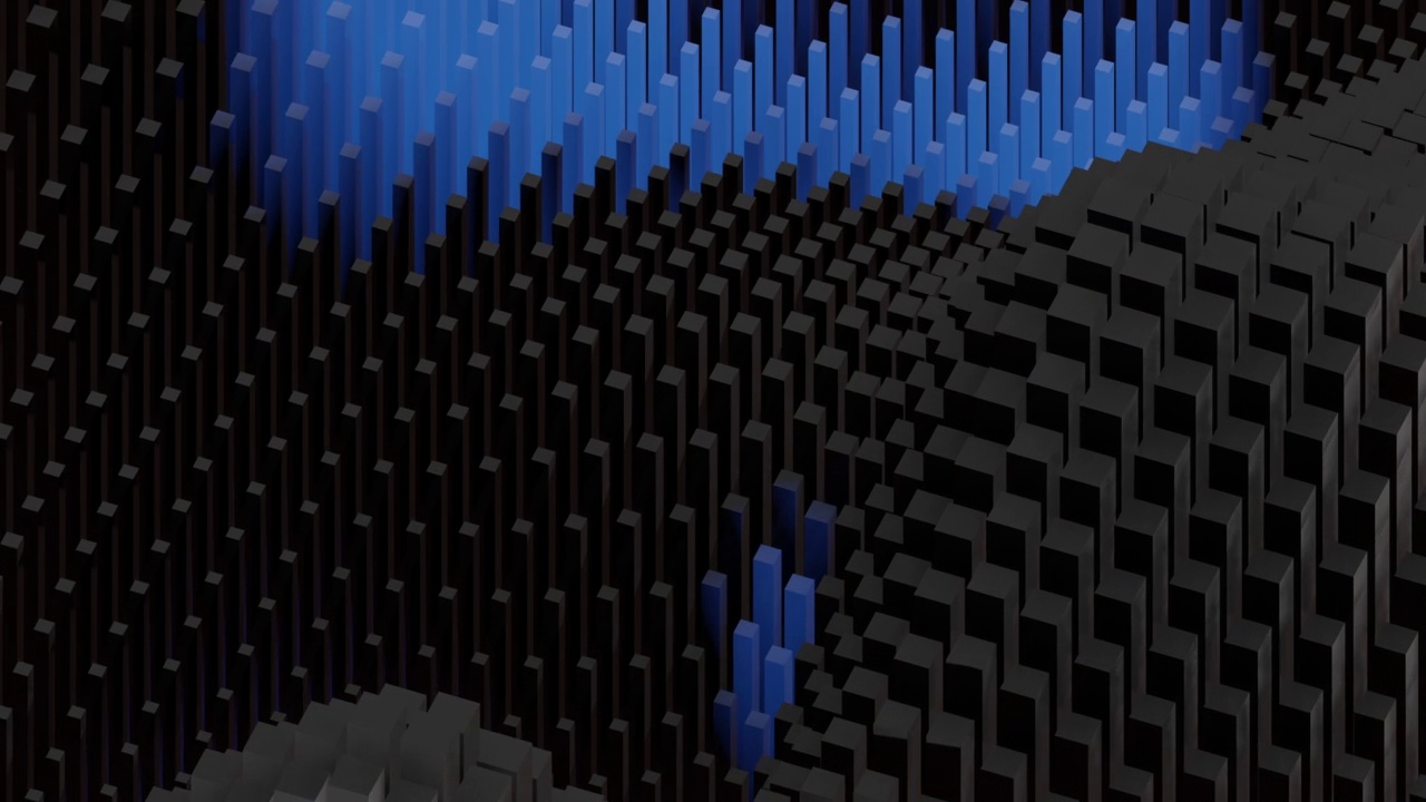 蓝色和黑色设计的抽象几何波4k视频。视频下载