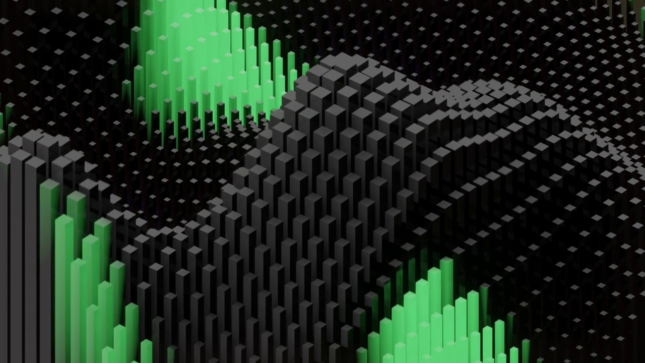 绿色和黑色设计的抽象几何波4k视频。视频下载