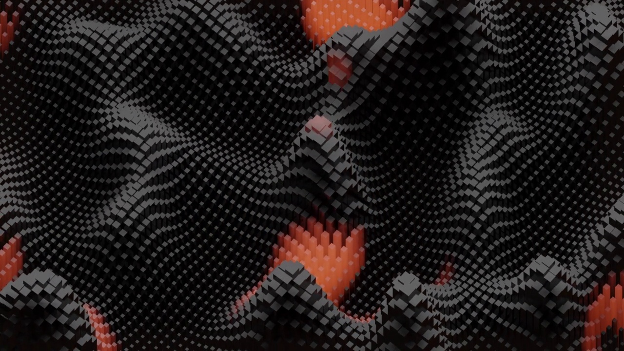 橙色和黑色设计的抽象几何波4k视频。视频下载