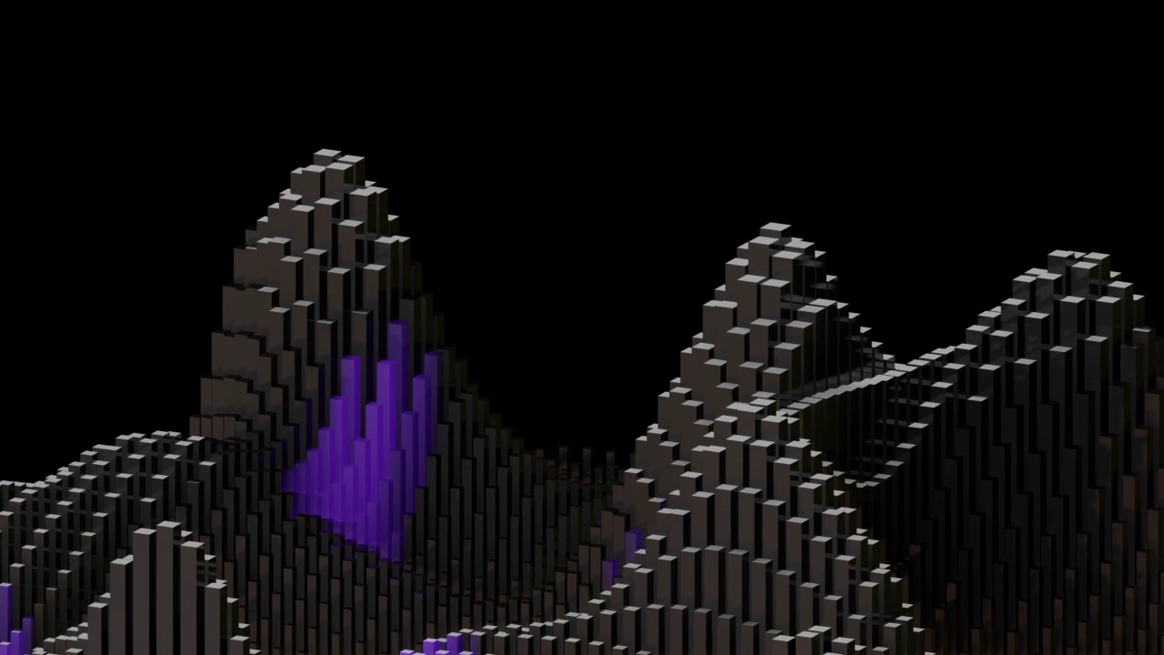 紫色和黑色设计的抽象几何波4k视频。视频下载