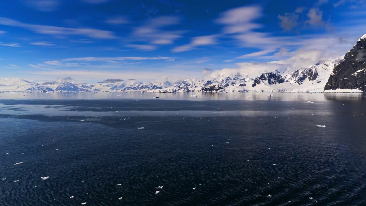 时间推移的观点冰川覆盖岩层在海洋-南极半岛，南极洲视频素材