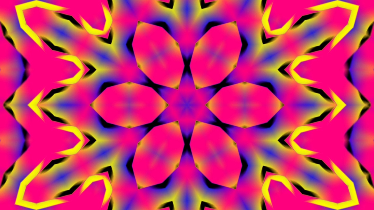 万花筒曼陀罗图案圆下线霓虹镜读取几何背景效果抽象纹理多色螺旋，圆视频素材
