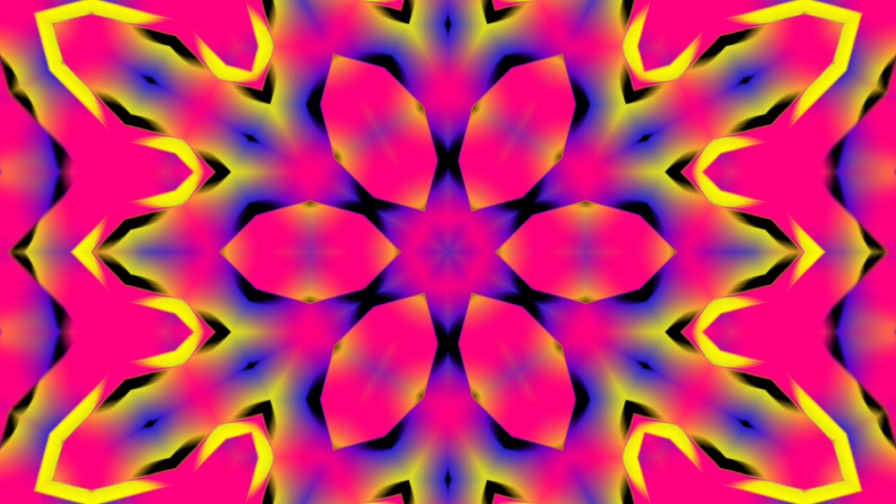 万花筒曼陀罗图案圆下线霓虹镜读取几何背景效果抽象纹理多色螺旋，圆视频素材
