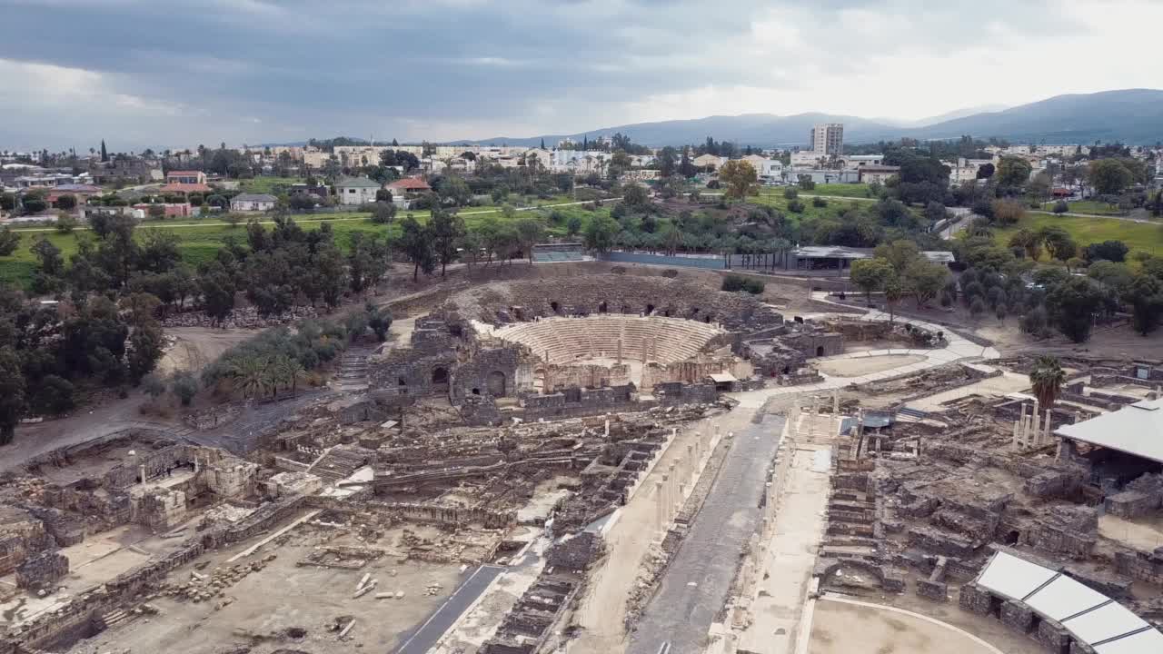 以色列Beit Shean的古代Scythopolis视频下载