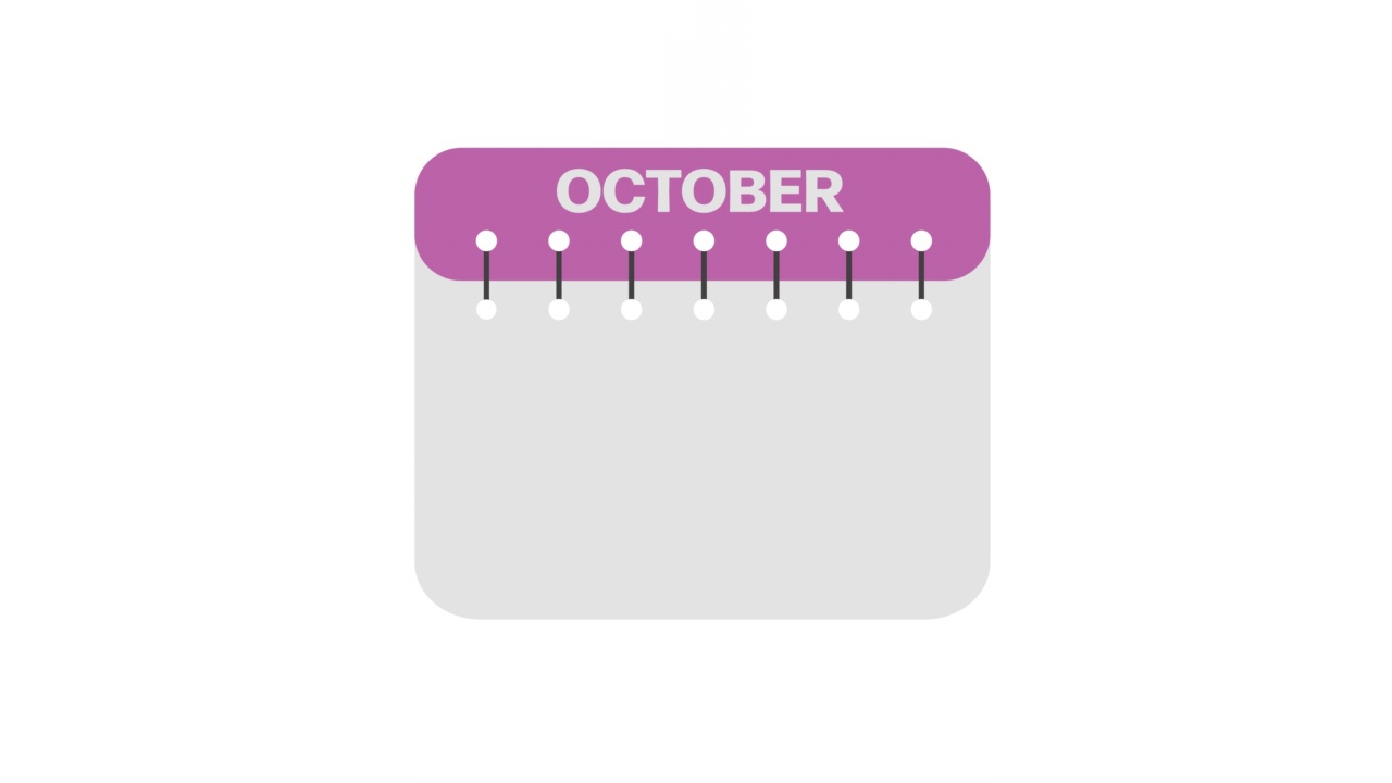 10月的日历。时间表图标孤立在白色背景。平面设计视频下载