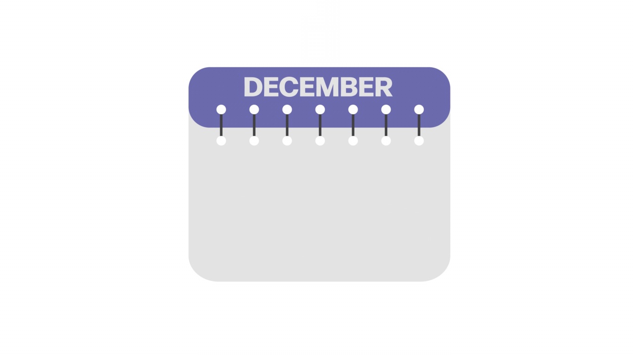12月的日历。时间表图标孤立在白色背景。平面设计视频下载