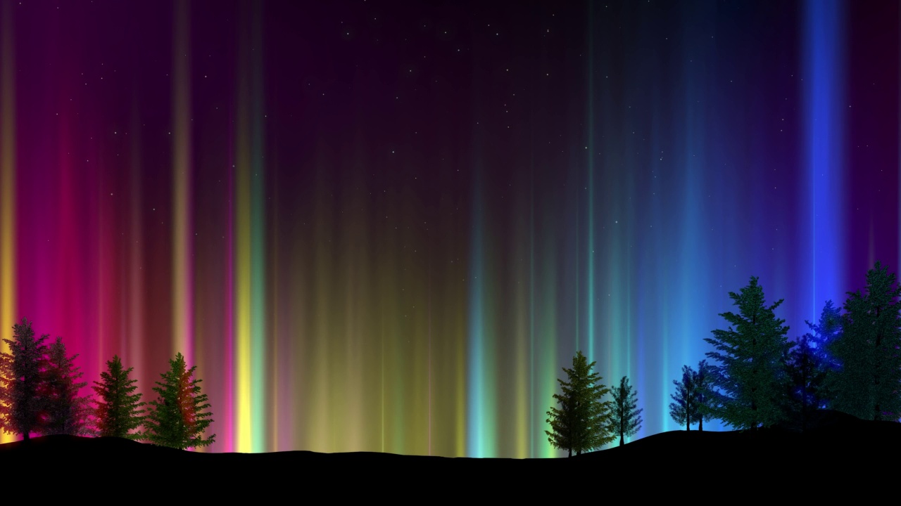 彩色光柱环绕的夜空视频素材