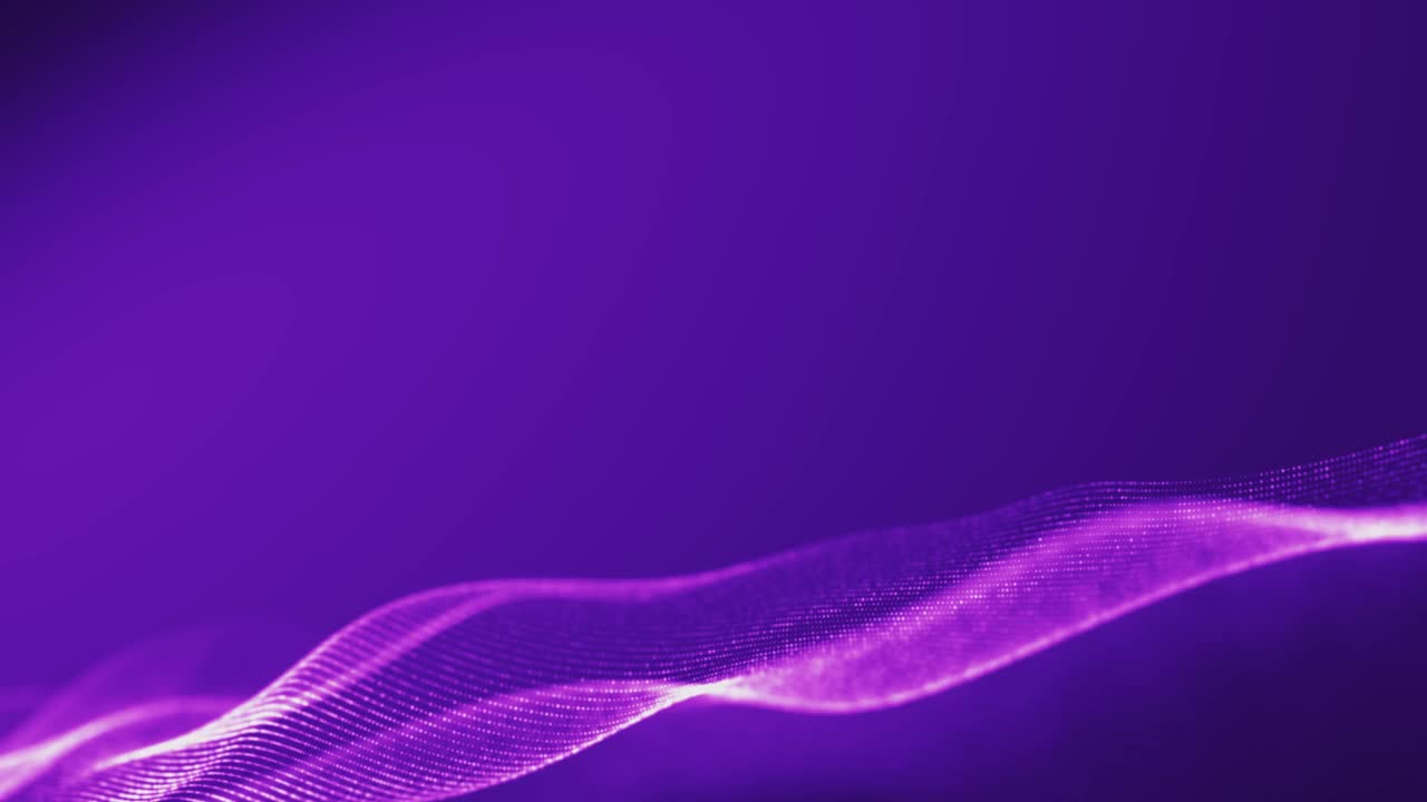 4k美丽的抽象波浪背景与拷贝空间-紫色，明亮，角落-可循环的股票视频视频素材