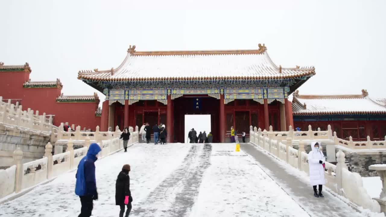 北京故宫冬天下大雪的视频视频下载
