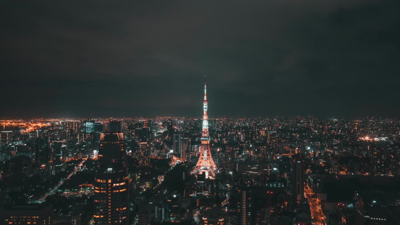 4K T/L WS HA Tokyo Skyline at Night /日本东京视频素材