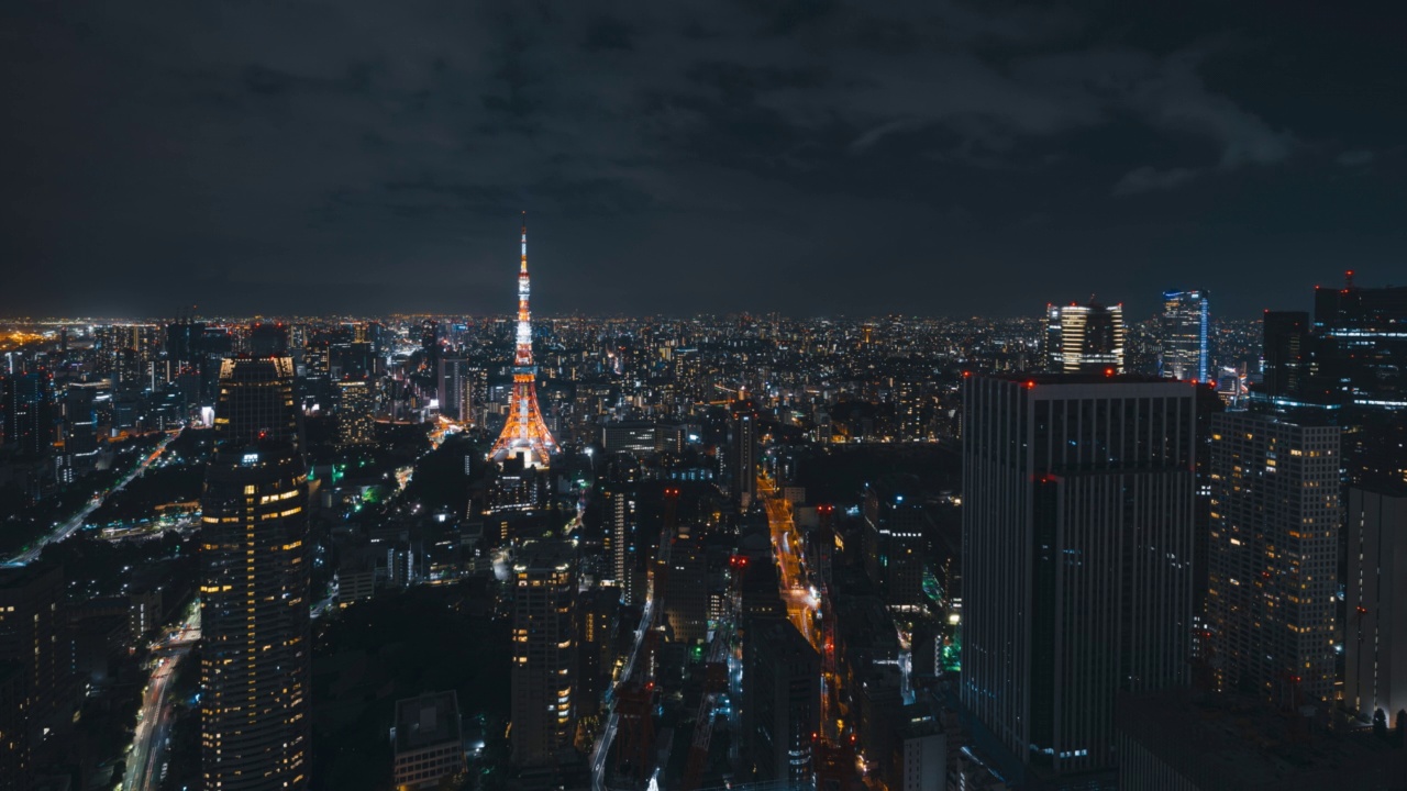 4K T/L WS HA Tokyo Skyline at Night /日本东京视频素材