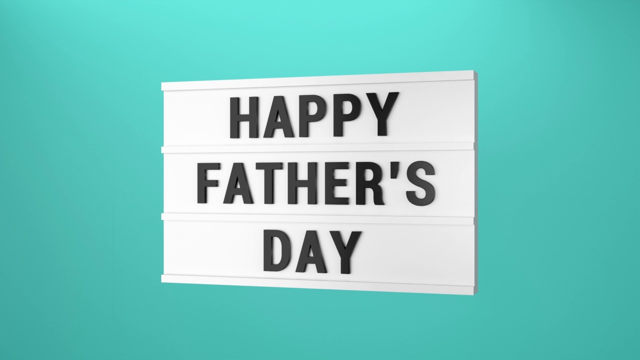 动画灯箱与父亲节快乐的信息在蓝色的背景视频素材