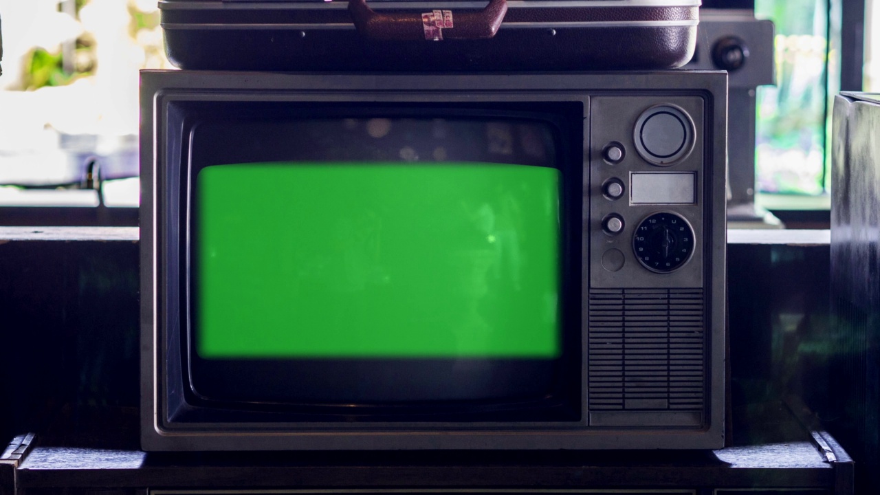 电视复古绿屏视频素材