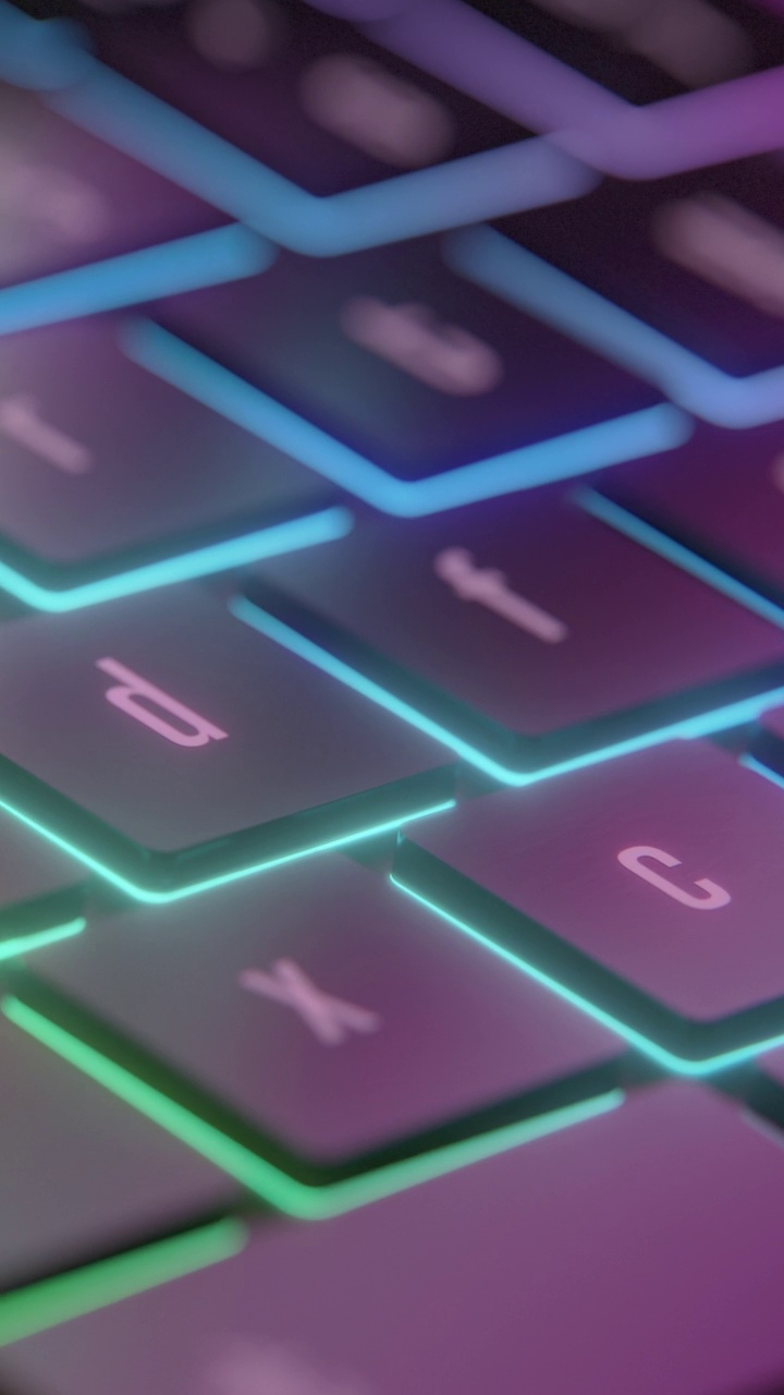 游戏笔记本电脑键盘与RGB灯视频下载