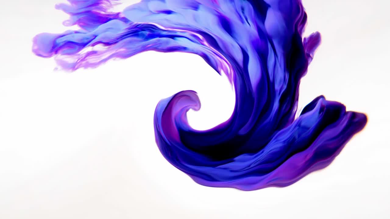 蓝色和粉色混合水飞溅漩涡油漆。抽象的背景视频素材