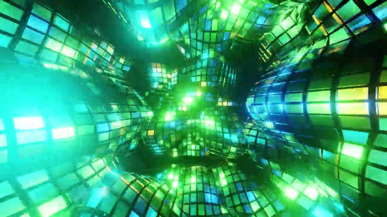 绿色明亮的镜像万花筒VJ循环背景视频素材