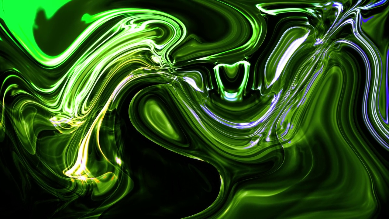 抽象的绿色彩色油墨传播爆炸液体辉光爆炸油背景运动视频视频素材