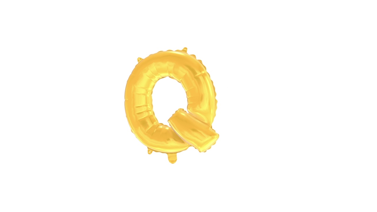 氦气气球。字母q与绿幕和阿尔法光哑光频道。循环动画。视频下载