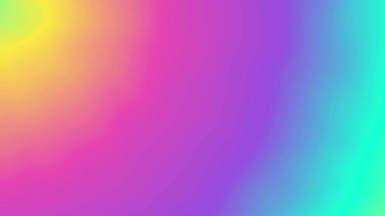 摘要径向颜色梯度背景与液体风格波浪特征紫色，绿松石，粉色，黄色和白色。无缝循环视频动画。视频下载