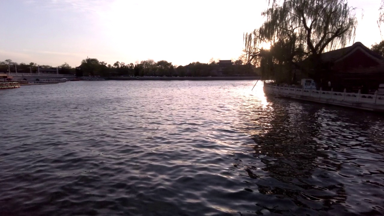 北京北海公园日落时分，视频素材