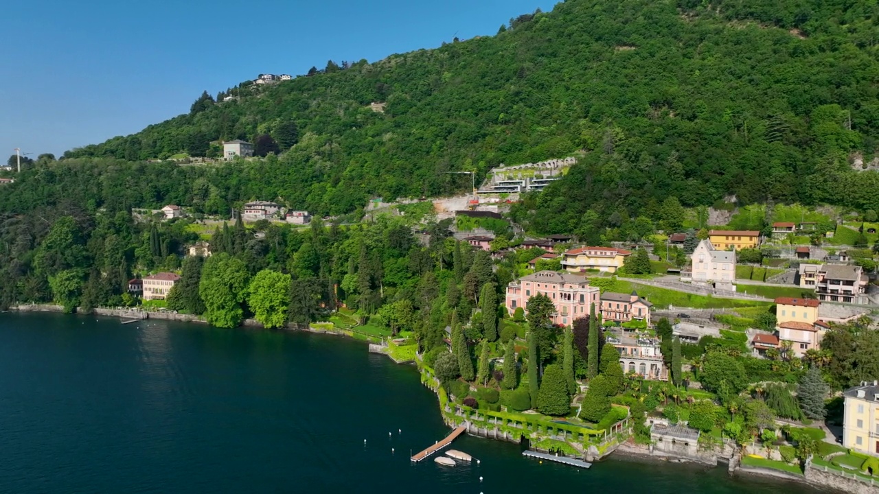 意大利科莫湖上的莫尔特拉西奥村视频素材