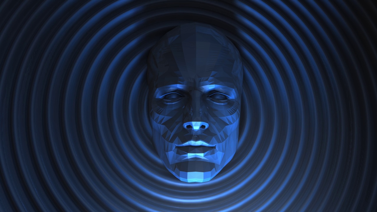 波浪表面的人工智能人脸视频素材