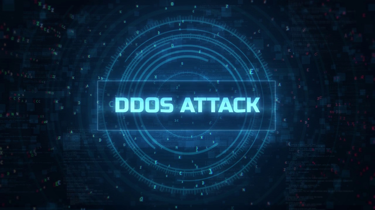DDOS攻击警告信息在计算机技术HUD后台视频素材