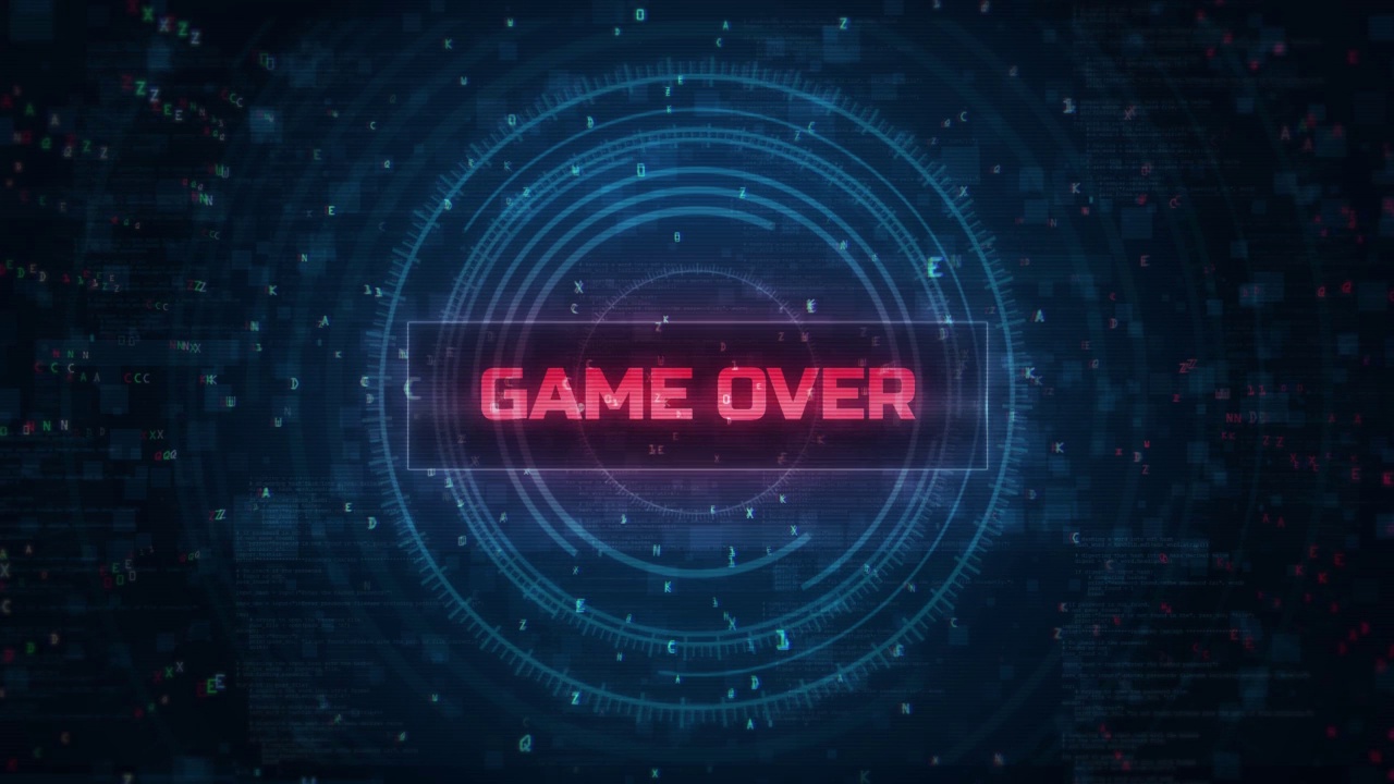 游戏结束警告信息黑客技术HUD背景视频素材