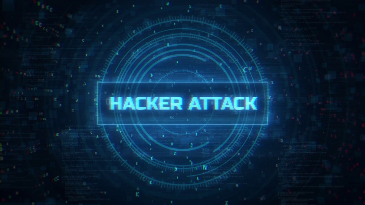 计算机黑客攻击警告与故障文本和技术HUD背景视频素材